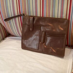 Chico's Brown Leather Toiletry Bag